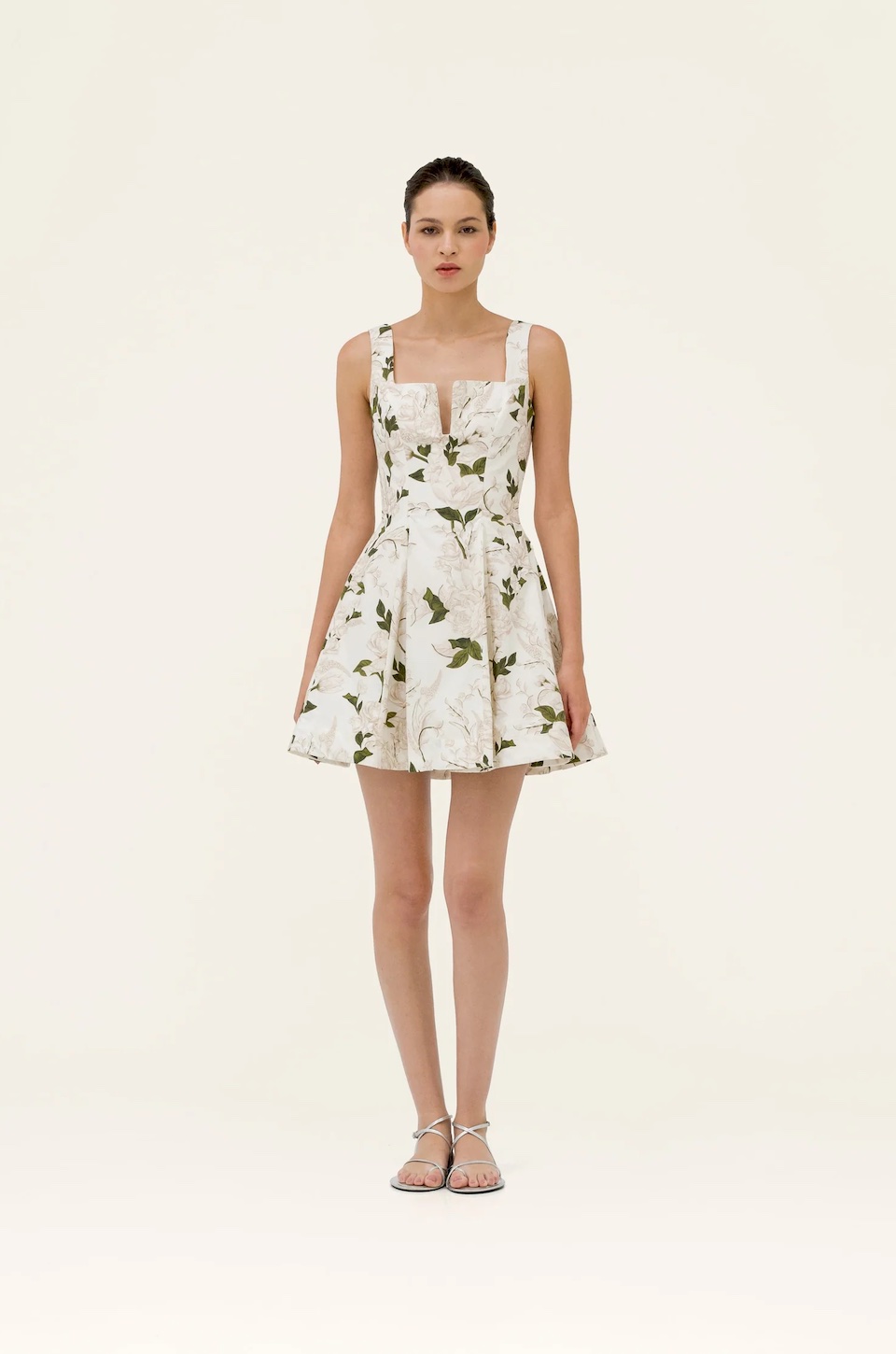 Structured Mini fitted dress floral made of cotton