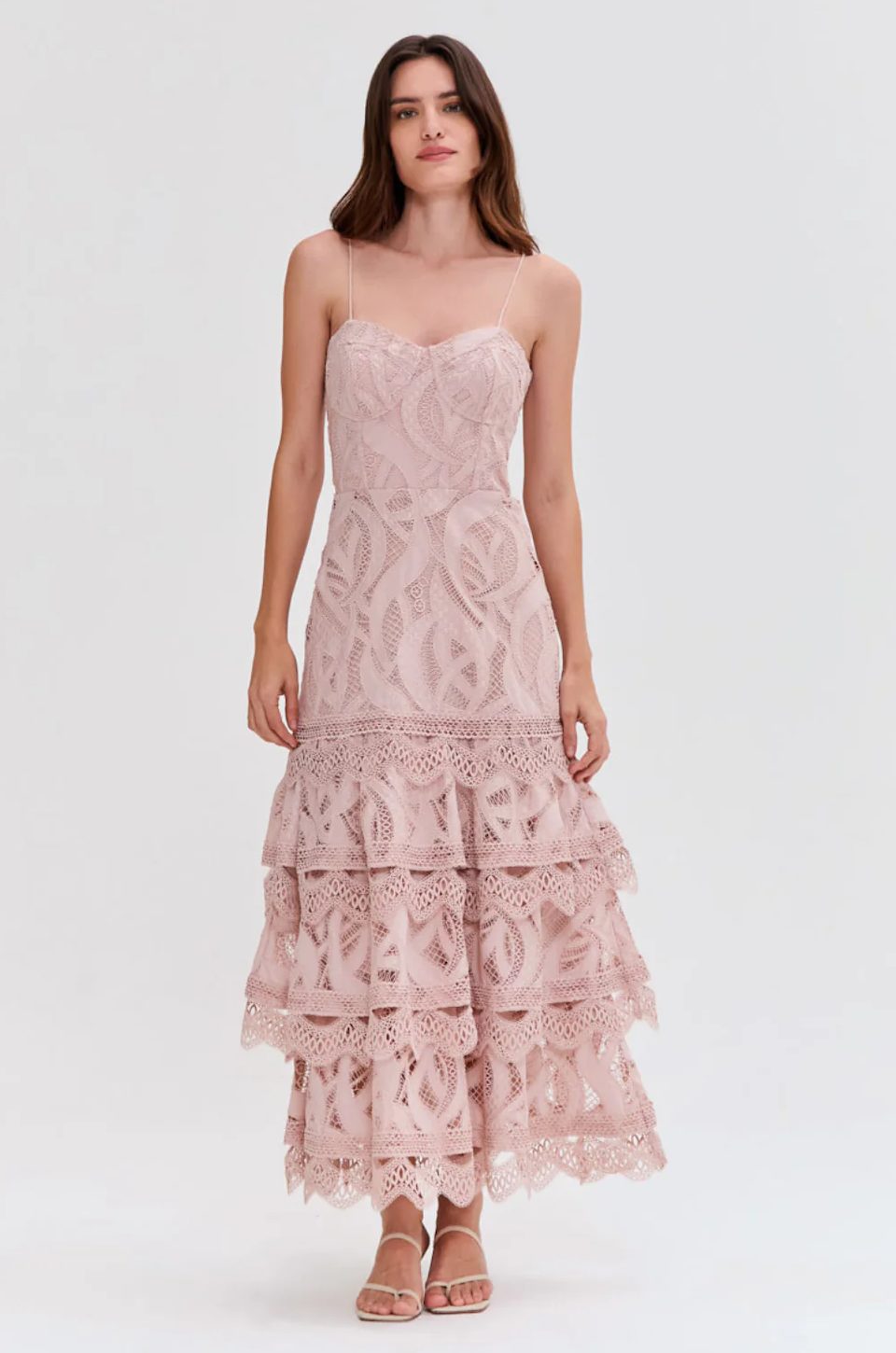 Lace Flutter Midi Dress by PatBO
