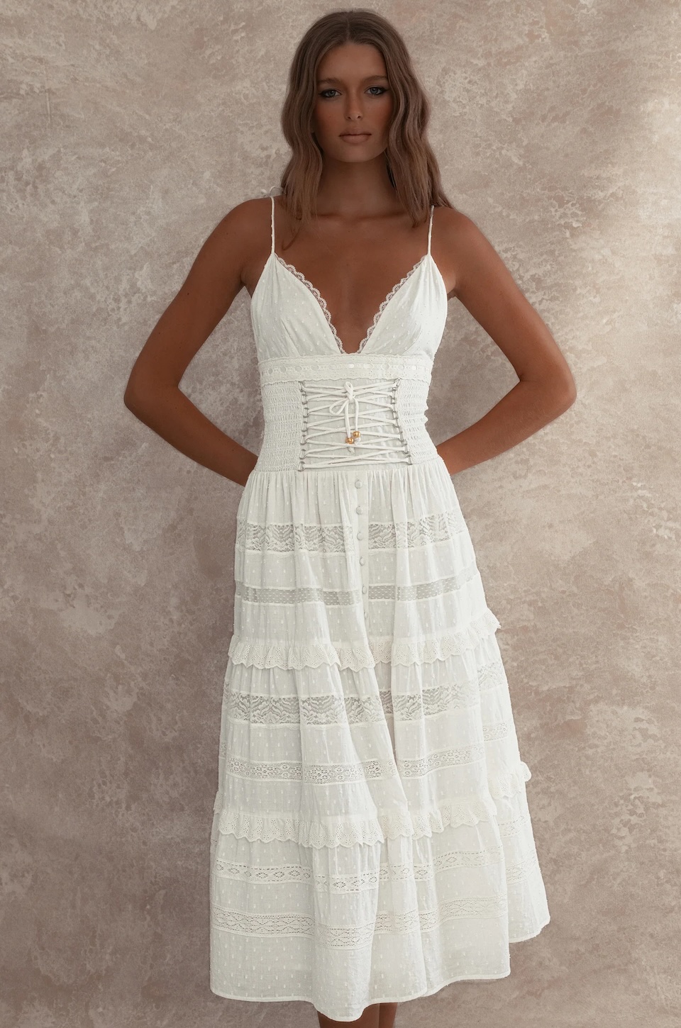 Heather Shoulder Tie Maxi Dress by Fillyboo