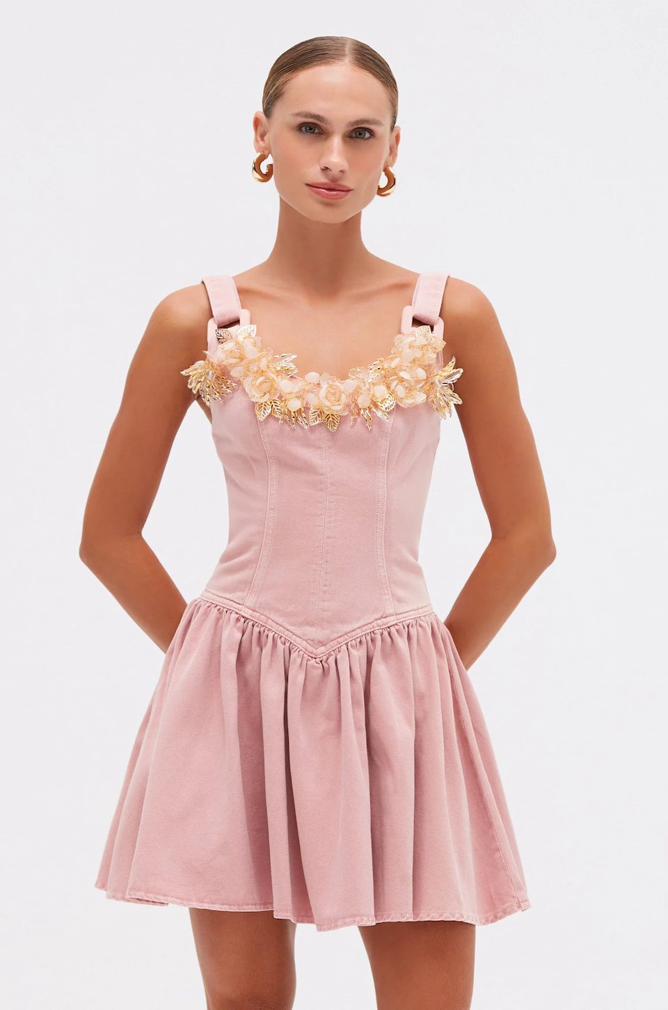 Pink Denim Mini Dress by PatBO